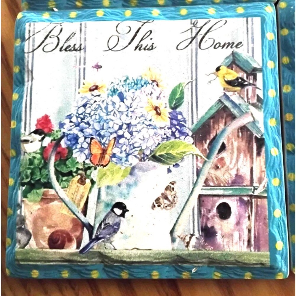 Natural Clay Coasters Home Essentials & Beyond,  Bless This Home Set Of Four